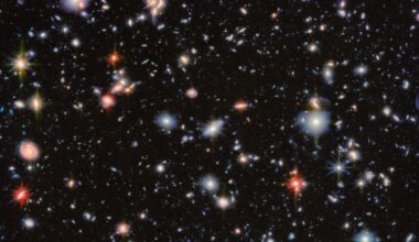 An area of deep space with thousands of galaxies in various shapes and sizes on a black background. Credit: ESA/NASA/CSA/the JADES Collaboration