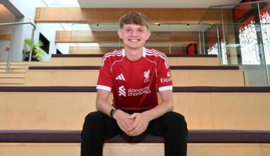Will Wright after signing for Liverpool (Photo via LiverpoolFC.com)