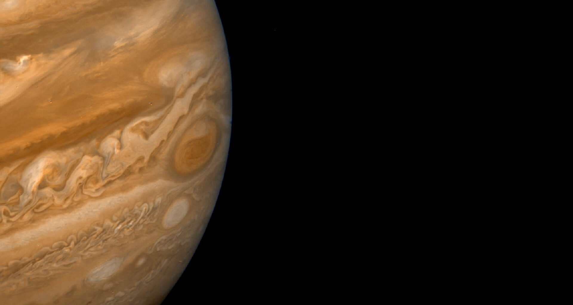 A close-up of Jupiter showing its Great Red Spot