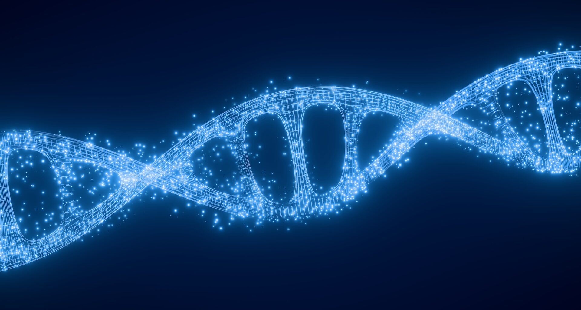 An illustration of DNA in a digital futuristic style