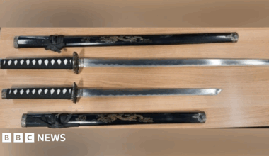 Four sword on a table