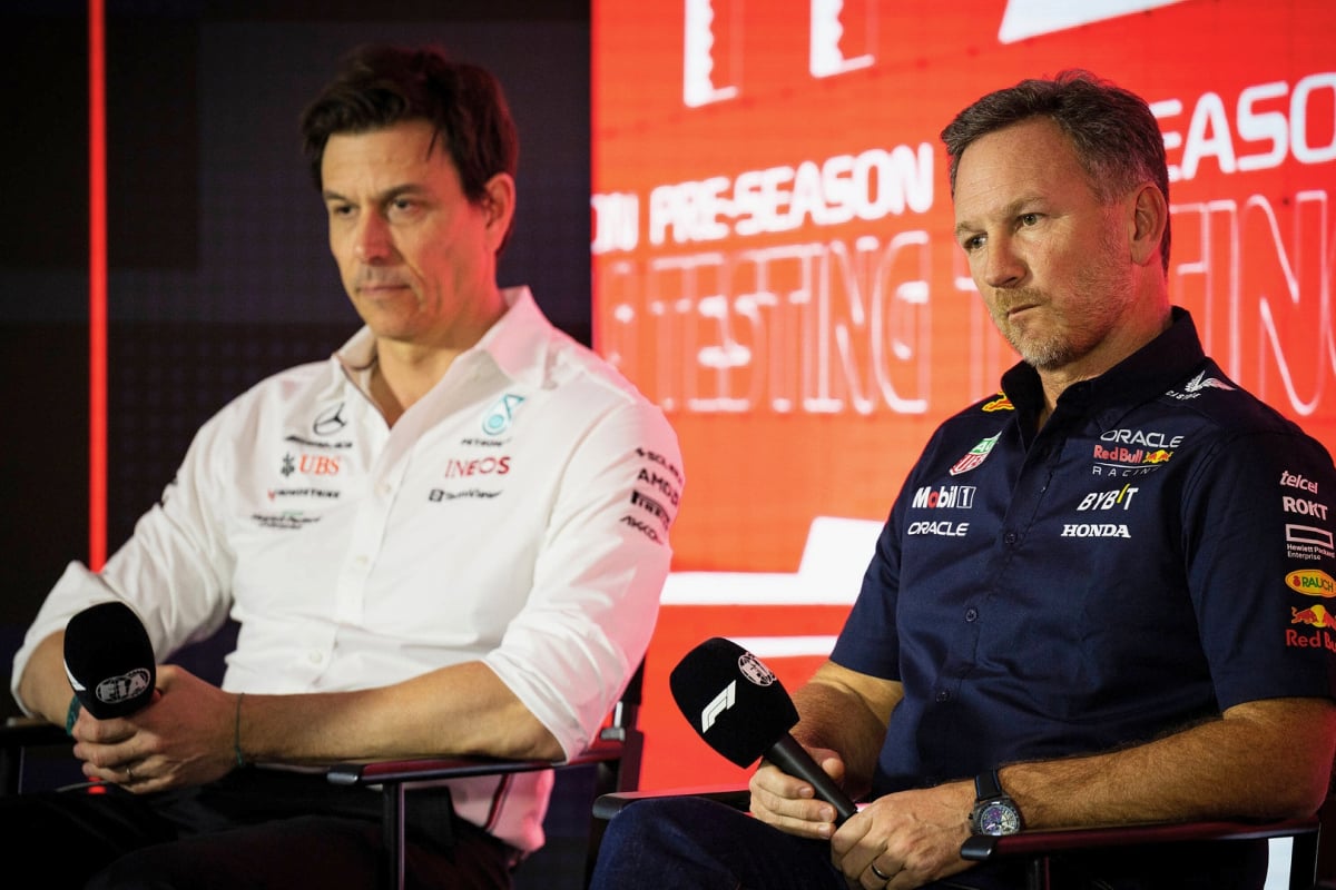 Toto Wolff and Christian Horner at F1 Testing