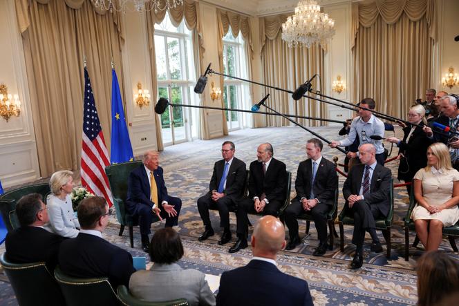 European Commission President Ursula von der Leyen and US President Donald Trump at the Turnberry golf resort, in Scotland, on July 27, 2025.