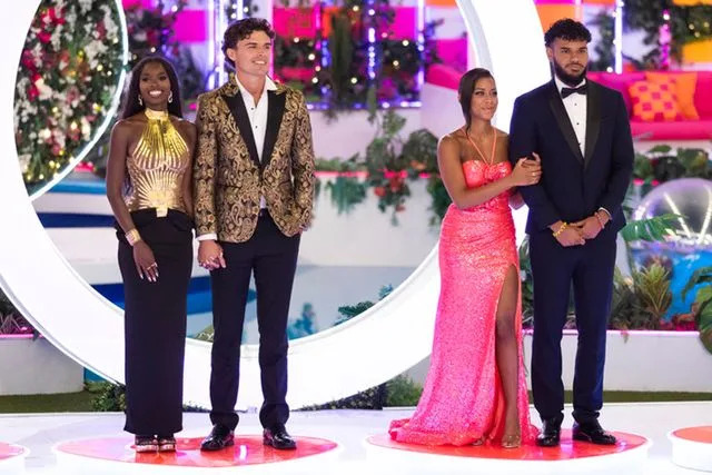 Ben Symons/Peacock Olandria Carthen, Nic Vansteenberghe, Amaya Espinal and Bryan Arenales on 'Love Island USA' season 7.