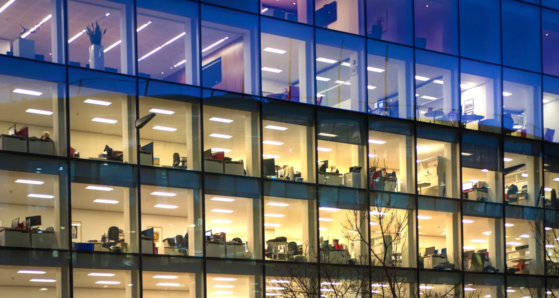 Office building at night.