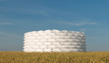 air-filled sandbag installation by gregory orekhov creates soft barricade