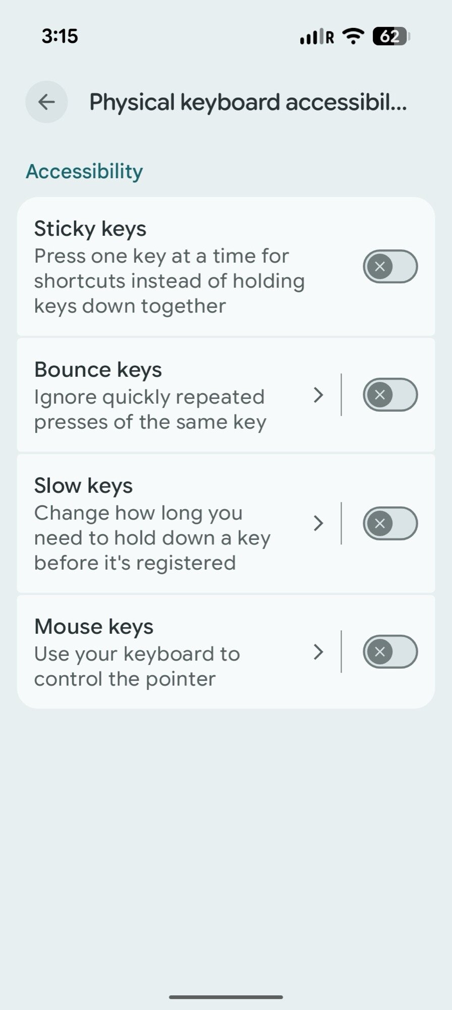 android screenshot physical keyboard settings accessibility