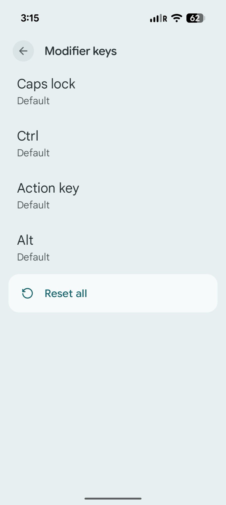 android screenshot physical keyboard settings modifier keys