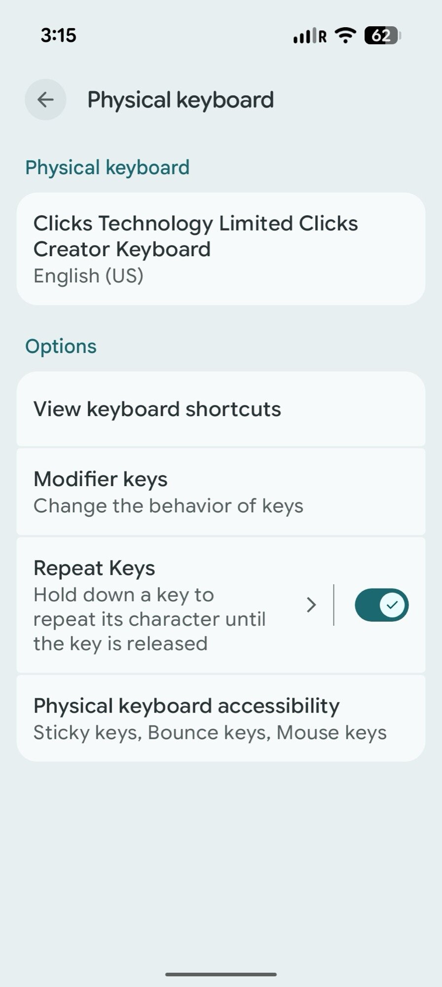 android screenshot physical keyboard settings
