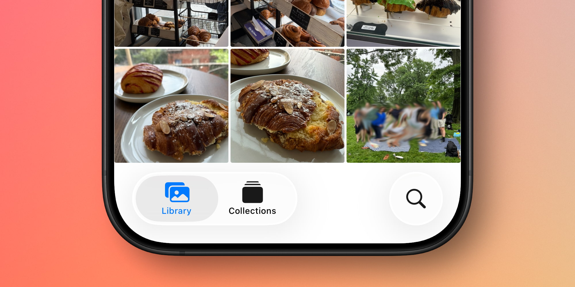 Apple Photos app iOS 26 tab bar