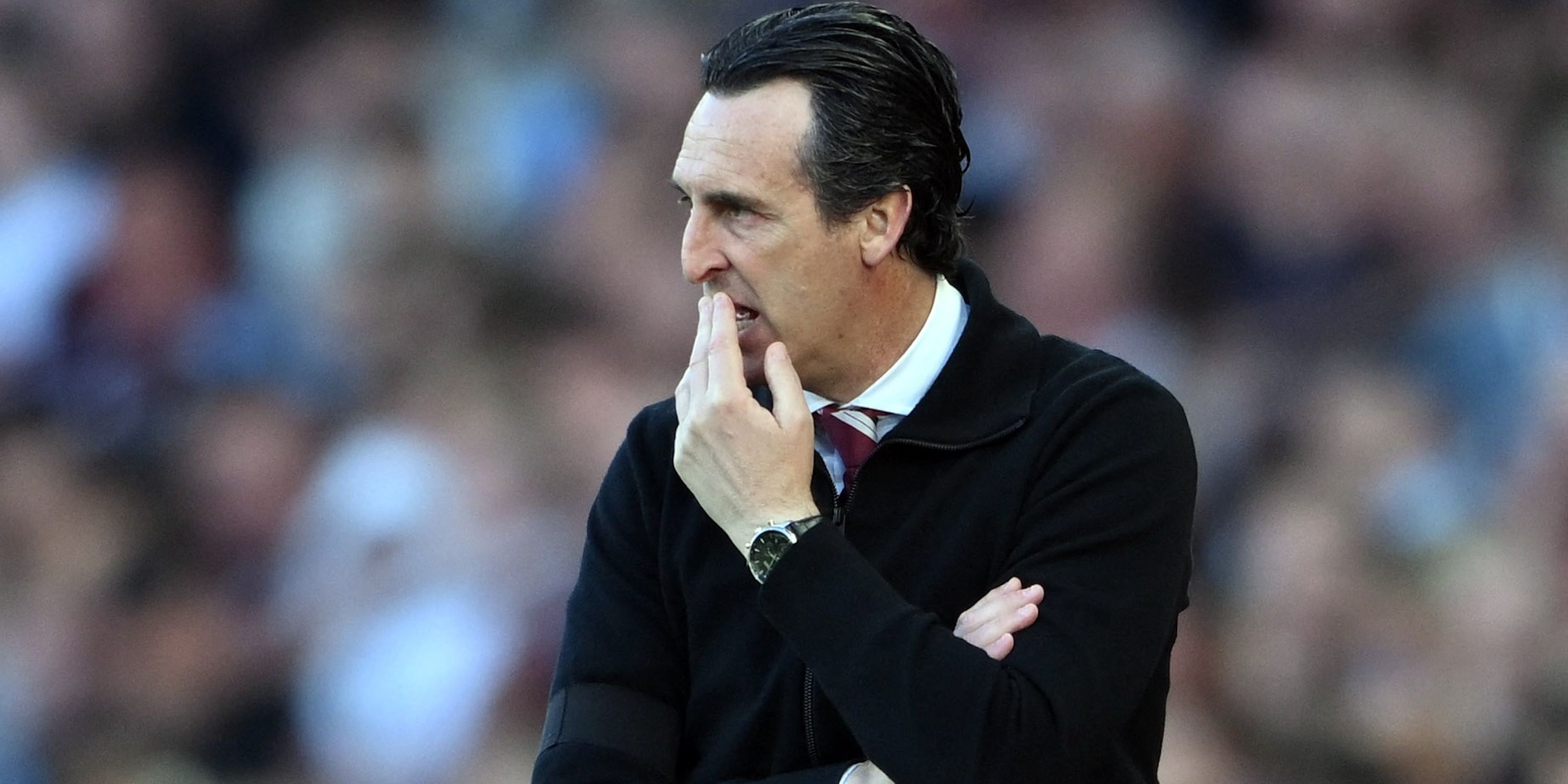 Aston Villa manager Unai Emery reacts