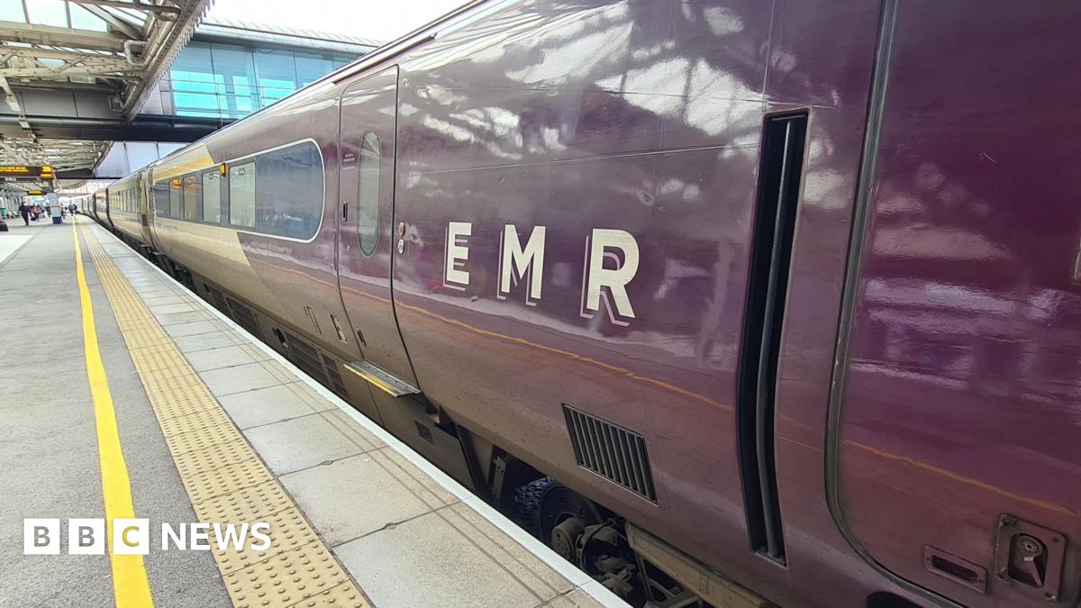 An East Midlands Railway train at Sheffield Station.