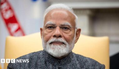 Narendra Modi, India's prime minister, during a meeting with US President Donald Trump, not pictured, in the Oval Office of the White House in Washington, DC, US, on Thursday, Feb. 13, 2025.