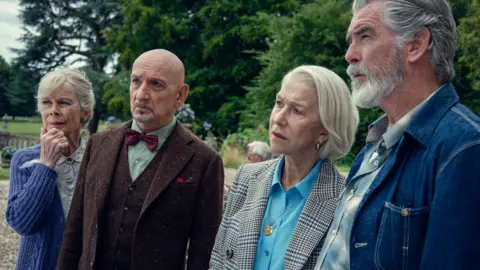 Netflix L-R - Imrie, Sir Ben, Dame Helen and Brosnan in their Thursday Murder Club characters 
