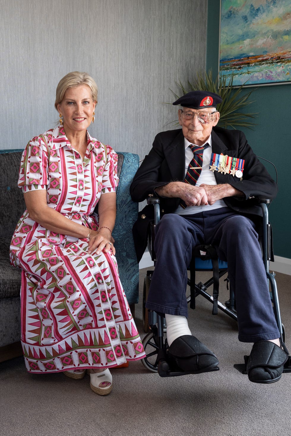 The Duchess Of Edinburgh Meets 105-year-old Royal Marines Veteran Ahead Of VJ Day Commemorations