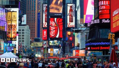 Times Square's Raising Cane's restaurant, seen in a 2024 photo