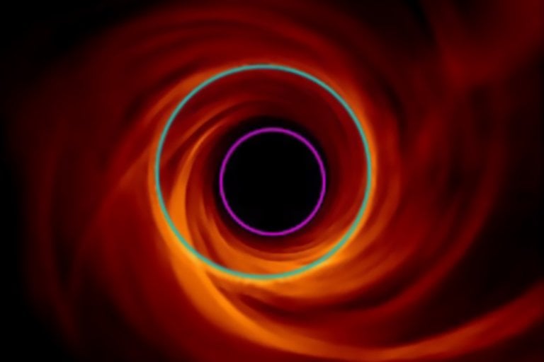 Snapshot image from radiative simulations of M87 black hole. Credit: DOI: 10.1093/mnras/staf200