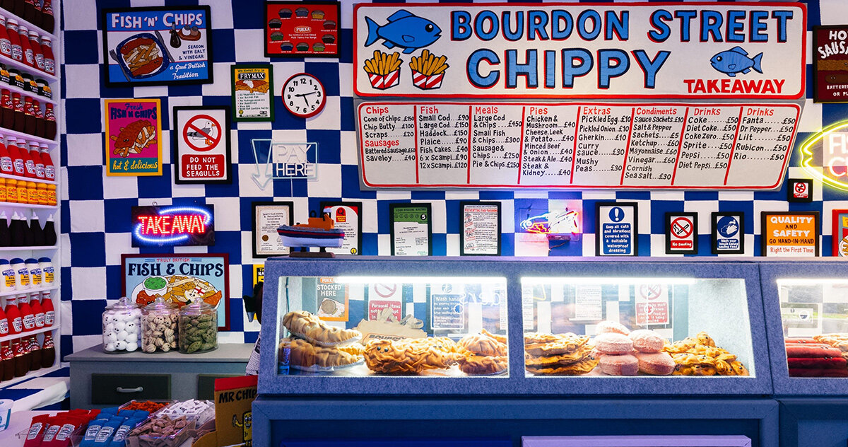 in london, lucy sparrow creates bourdon street chippy entirely in felt