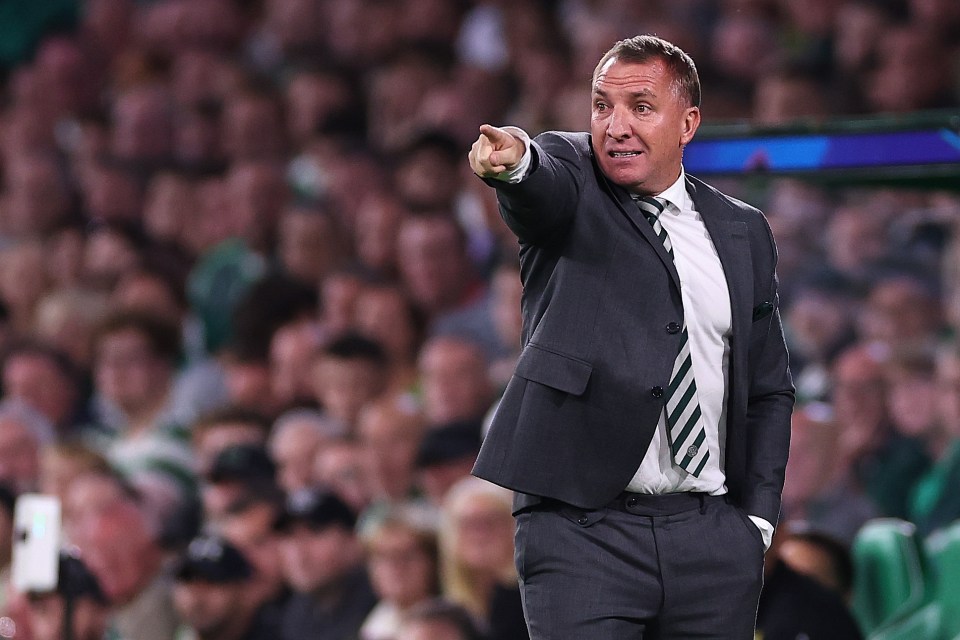 Brendan Rodgers, Celtic manager, coaching during a match.