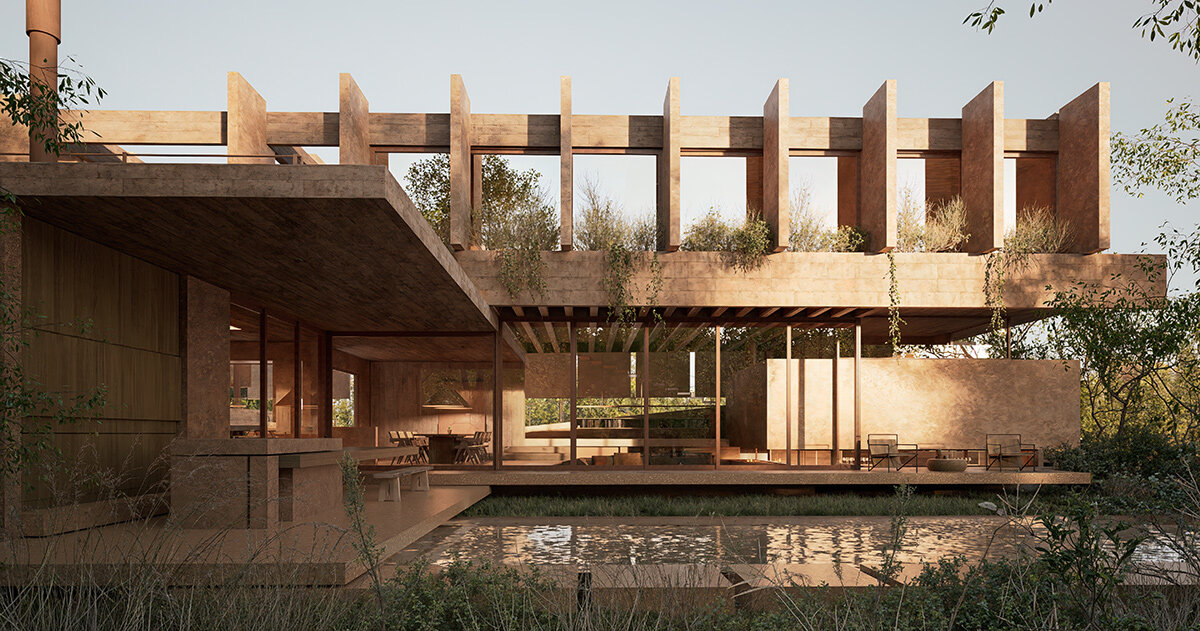 terracotta tones and shifting levels shape grizzo studio's casa VIMA
