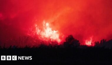 Wildfires engulf the landscape in southern France