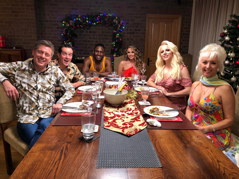 Celebrity Come Dine With Me, group, 2019, Debbie Mcgee, Courtney Act, Dick and Dom