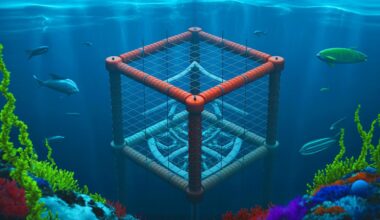 Illustration of TRIDENT, China's new neutrino detector, floating in a pool.