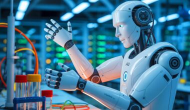 Illustration of the Adam-U humanoid robot platform with advanced data acquisition capabilities, generated by artificial intelligence.