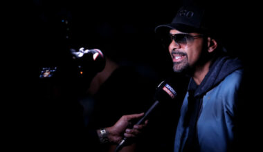 LONDON, ENGLAND - OCTOBER 15: David Haye is interviewed on the Shields vs Marshall Boxxer fight night which is the first women's only boxing card i...