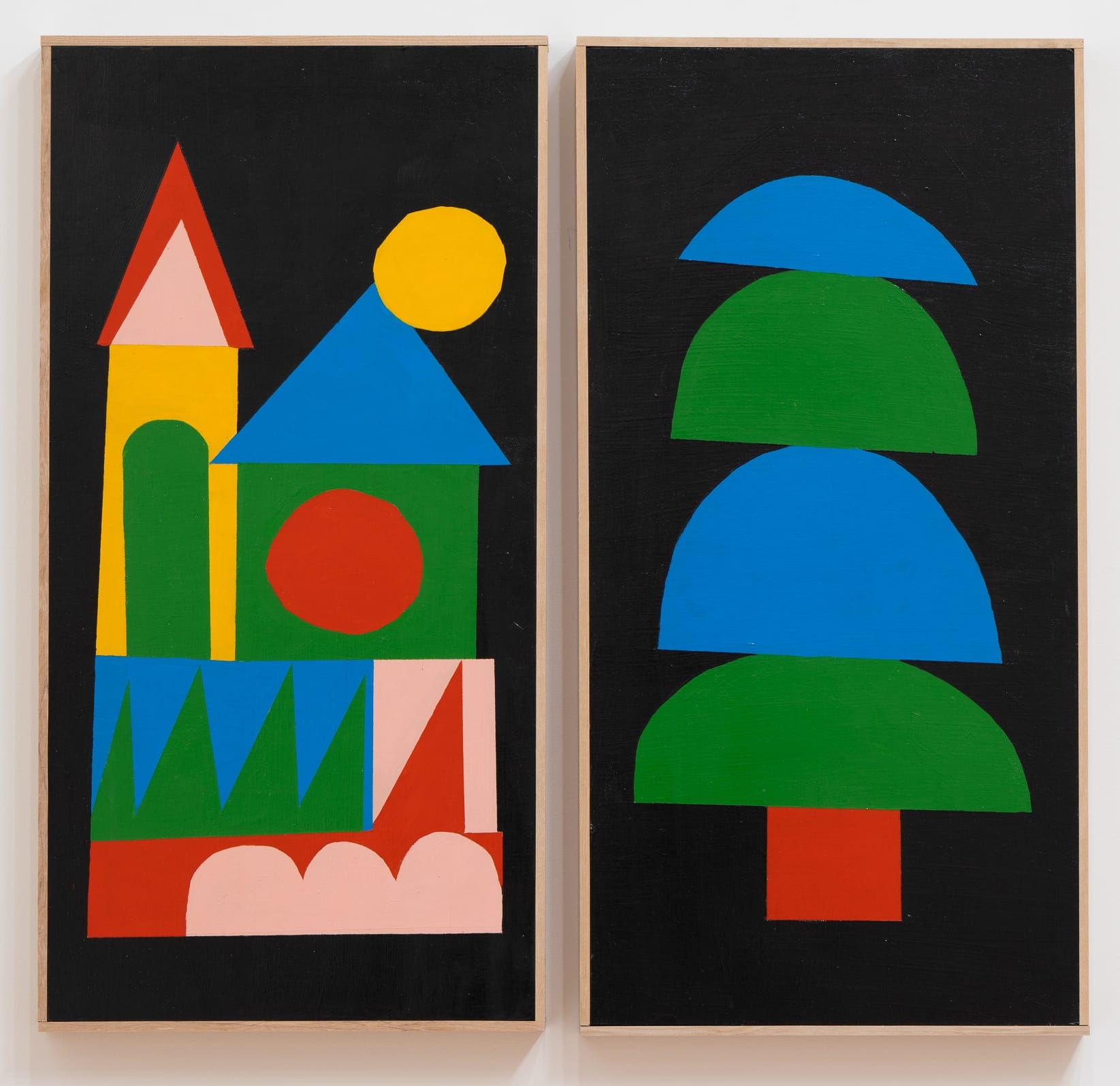a diptych of a house and a tree
