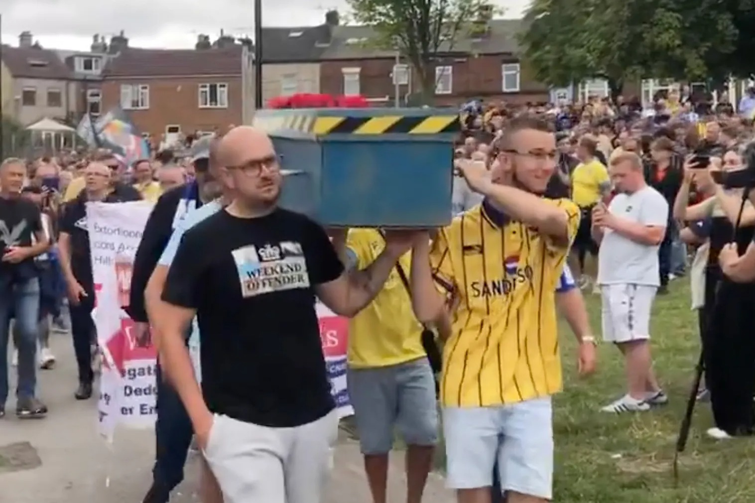Sheffield Wednesday fans stage mock funeral before return to Hillsborough