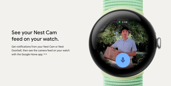 The Pixel Watch 3 can display your Nest Cam feed. (Image source: Google)