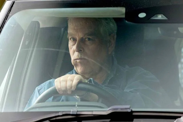 TheImageDirect.com Prince Andrew drives on Aug. 3, 2025.