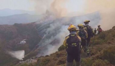 Spanish firefighters continue battling wildfires in northwest Spain