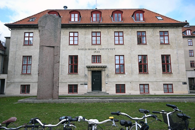 An exterior of the main building of The Niels Bohr Institute in Copenhagen, Denmark.