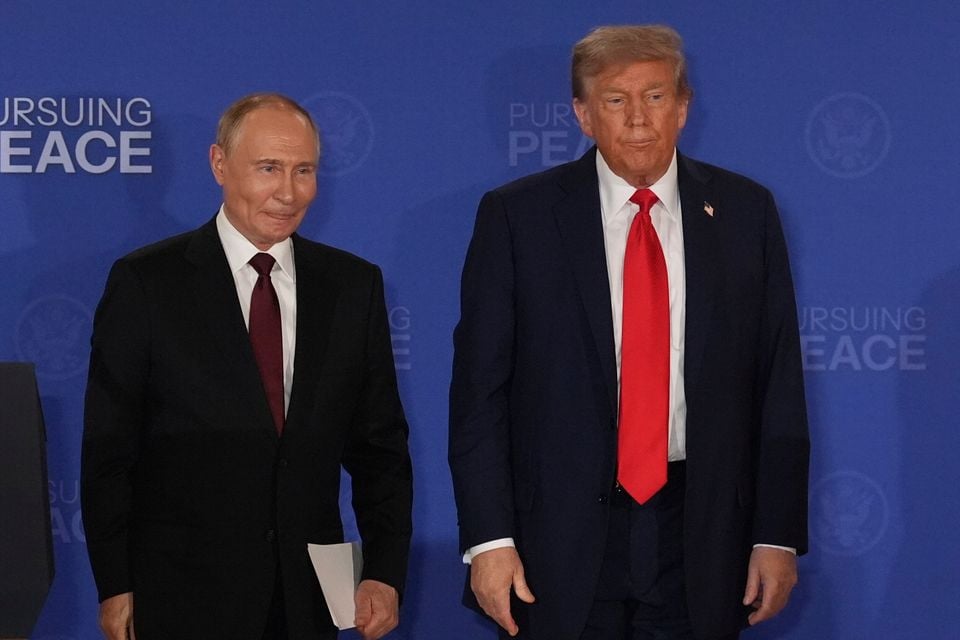 Donald Trump and Vladimir Putin at the Joint Base Elmendorf-Richardson, Alaska. Photo: AP