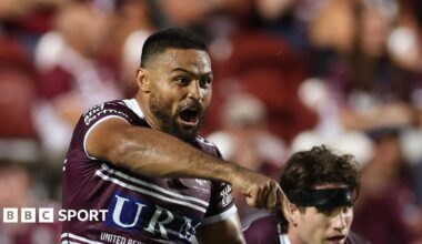 Toafofoa Sipley in action for Manly