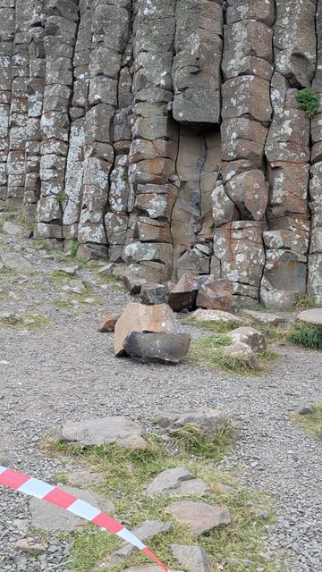 A section at the back of the Giant’s Causeway following a rock fall at the site on Friday afternoon. (Paul Rice/PA)