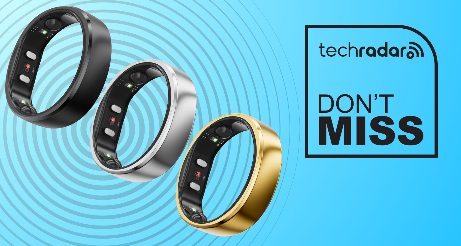 Three smart rings on a blue background