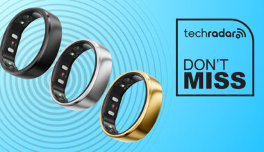 Three smart rings on a blue background