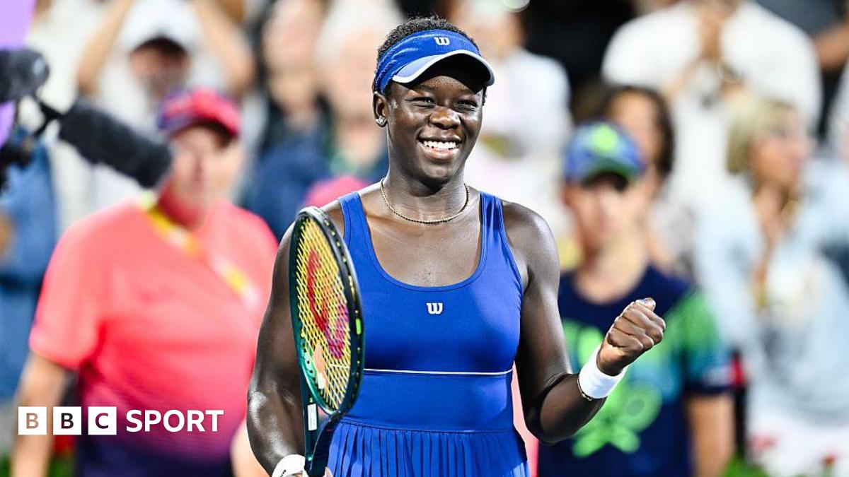 Victoria Mboko of Canada celebrates her victory against Jessica Bouzas Maneiro