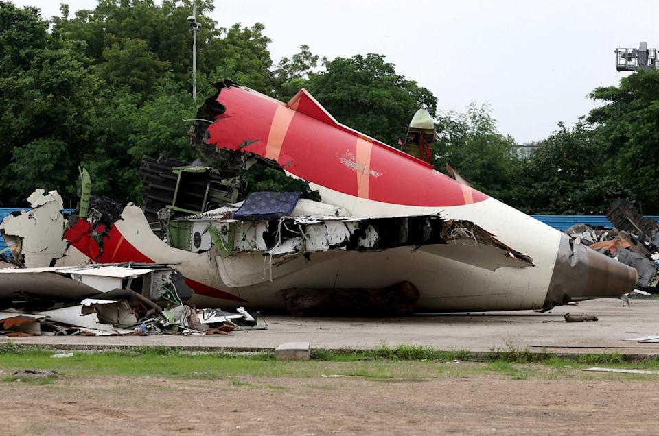 Wreckage of the Air India Boeing 787-8 Dreamliner plane sits on the open ground, outside Sardar Vallabhbhai Patel International Airport (REUTERS)