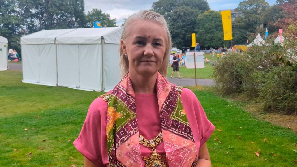 Lord Mayor of Belfast Councillor Tracy Kelly at Belfast Mela in Botanic Gardens on the 24th August 2025
