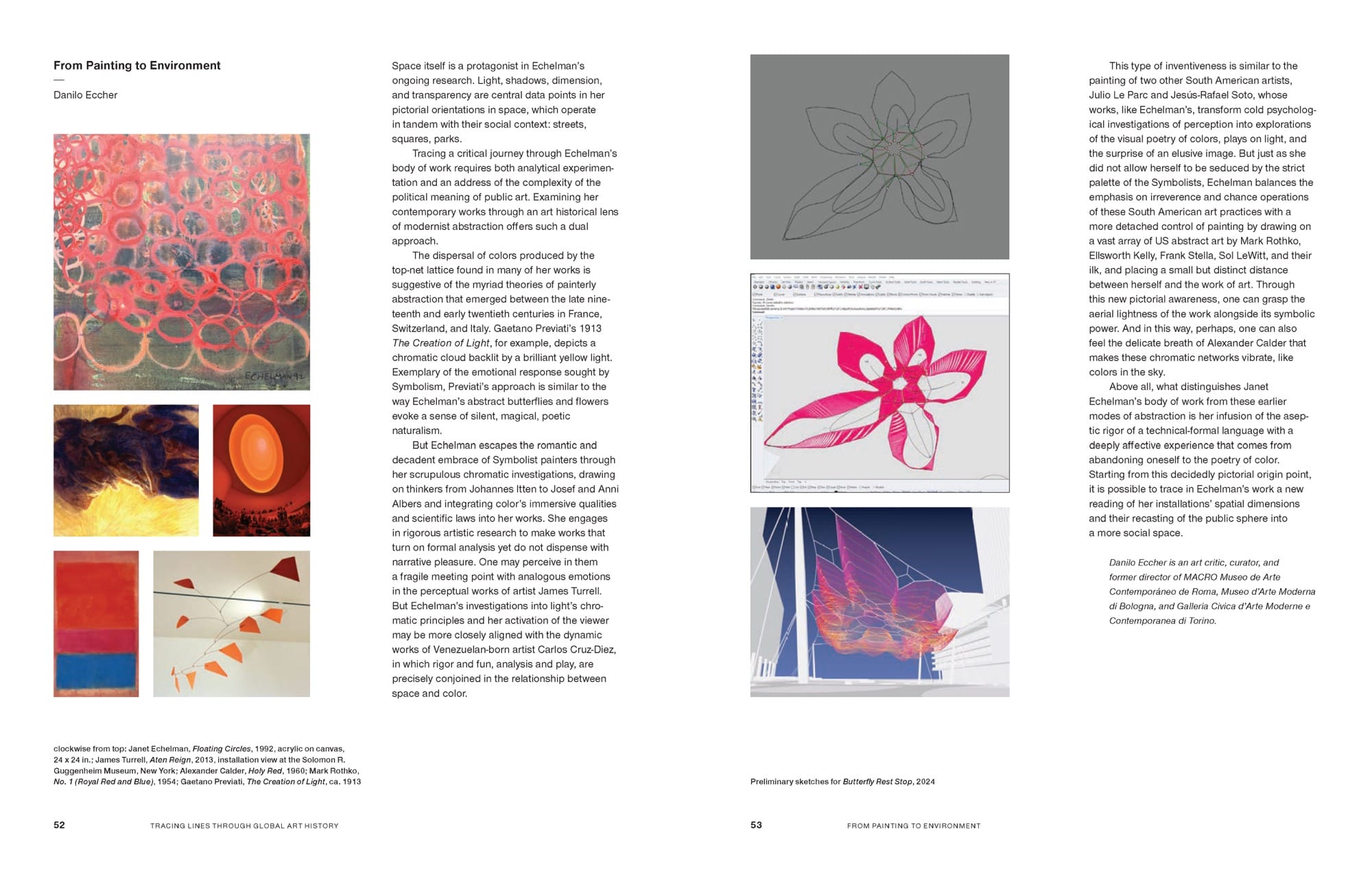 an open book spread from 'Radical Softness: The Responsive Art of Janet Echelman'