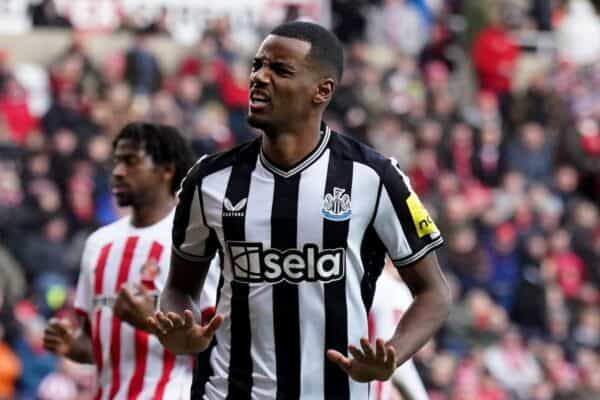 Alexander Isak scores vs. Sunderland in FA Cup. January 2024 (Owen Humphreys/PA)