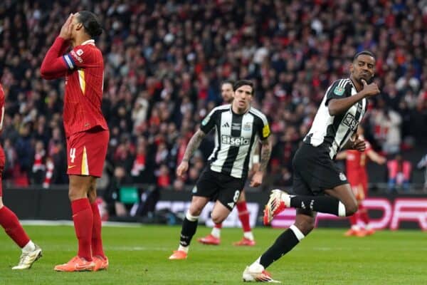 Alexander Isak scored in Newcastle’s Carabao Cup final win against Liverpool (Owen Humphreys/PA)
