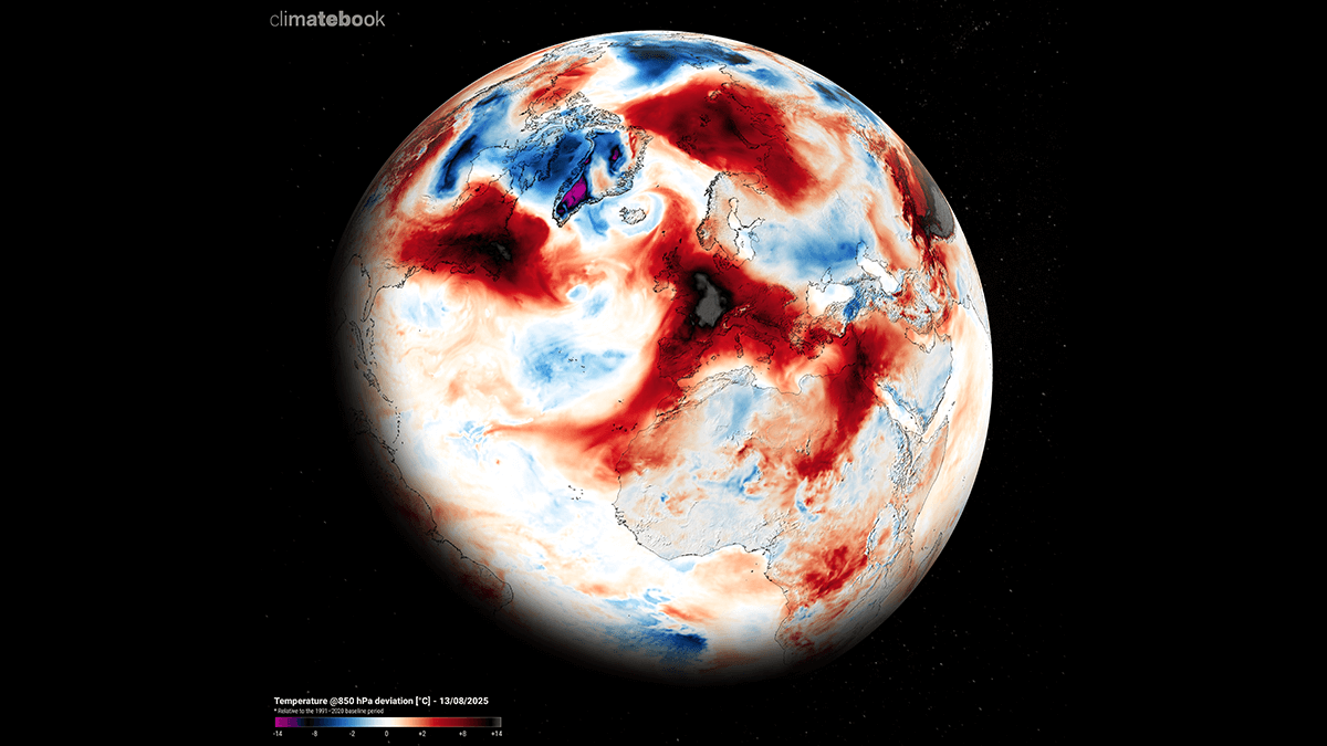 An extensive heatwave develops as the Heat Dome expands over Europe; extreme heat through mid-August is forecast