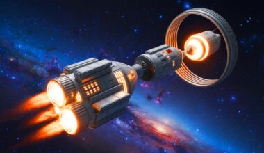 Illustration of NASA's americium-241-powered Stirling generator for deep space missions.