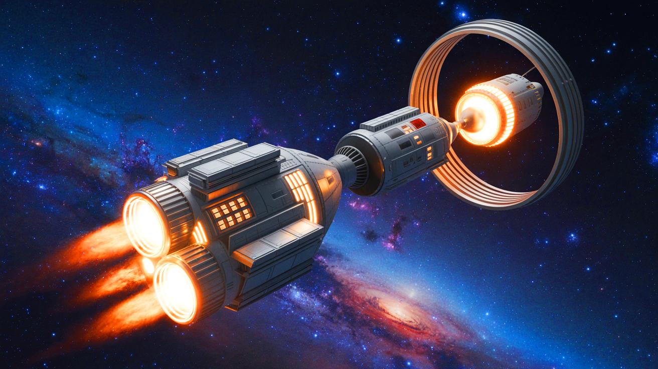 Illustration of NASA's americium-241-powered Stirling generator for deep space missions.