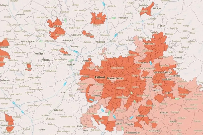 Maps showing areas at highest risk from heatwaves according to Friends of the Earth